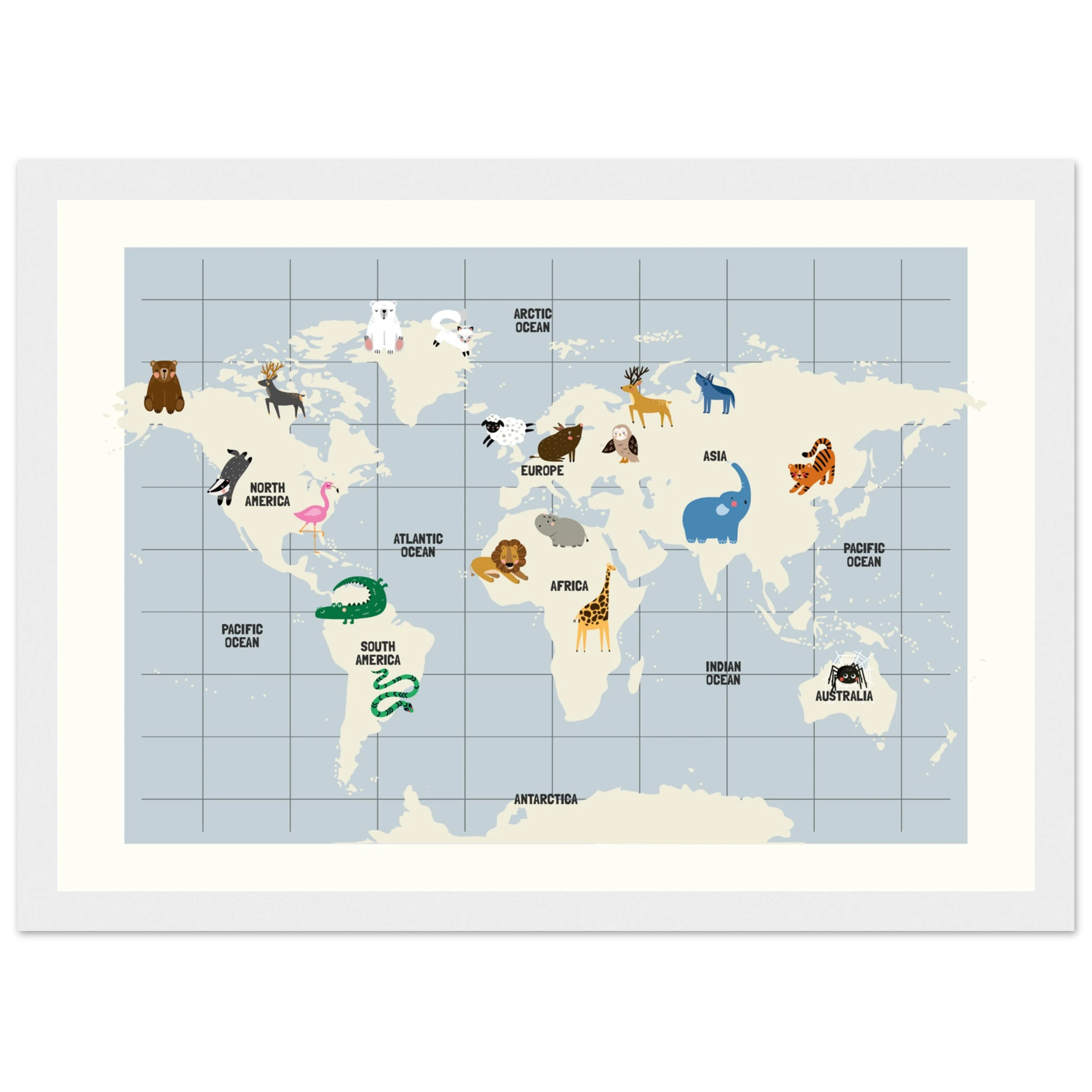 21x29.7 cm / 8x12" - Horizontal - White frame - Map