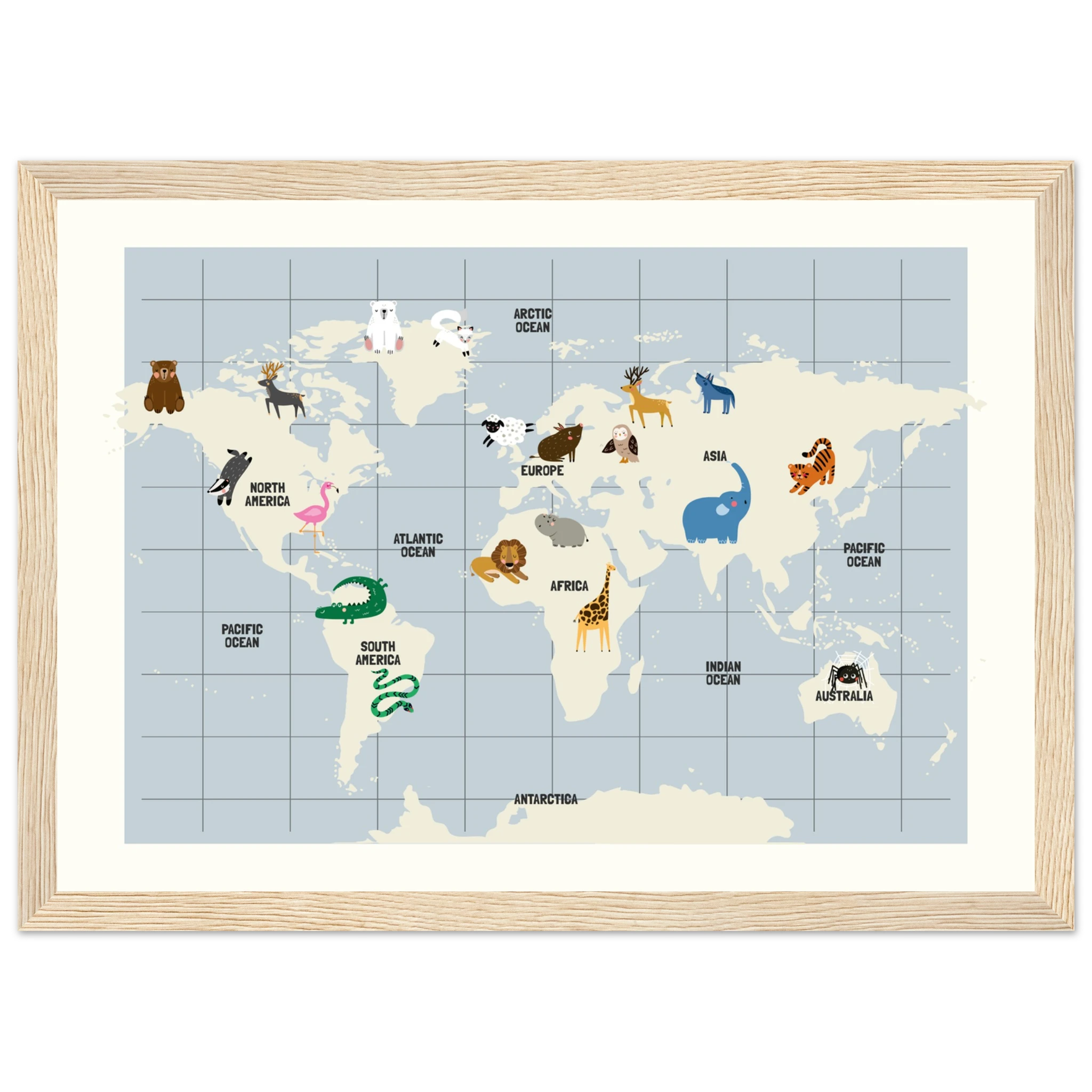 21x29.7 cm / 8x12" - Horizontal - Wood frame - Map